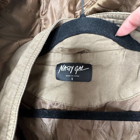 Nasty Gal Army Green Anorak Zip Jacket Faux Fur Collar & Hood Adjustable S - Picture 6 of 14